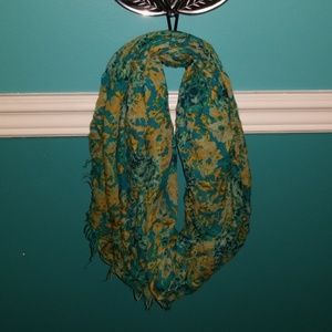 Teal floral infinity scarf
